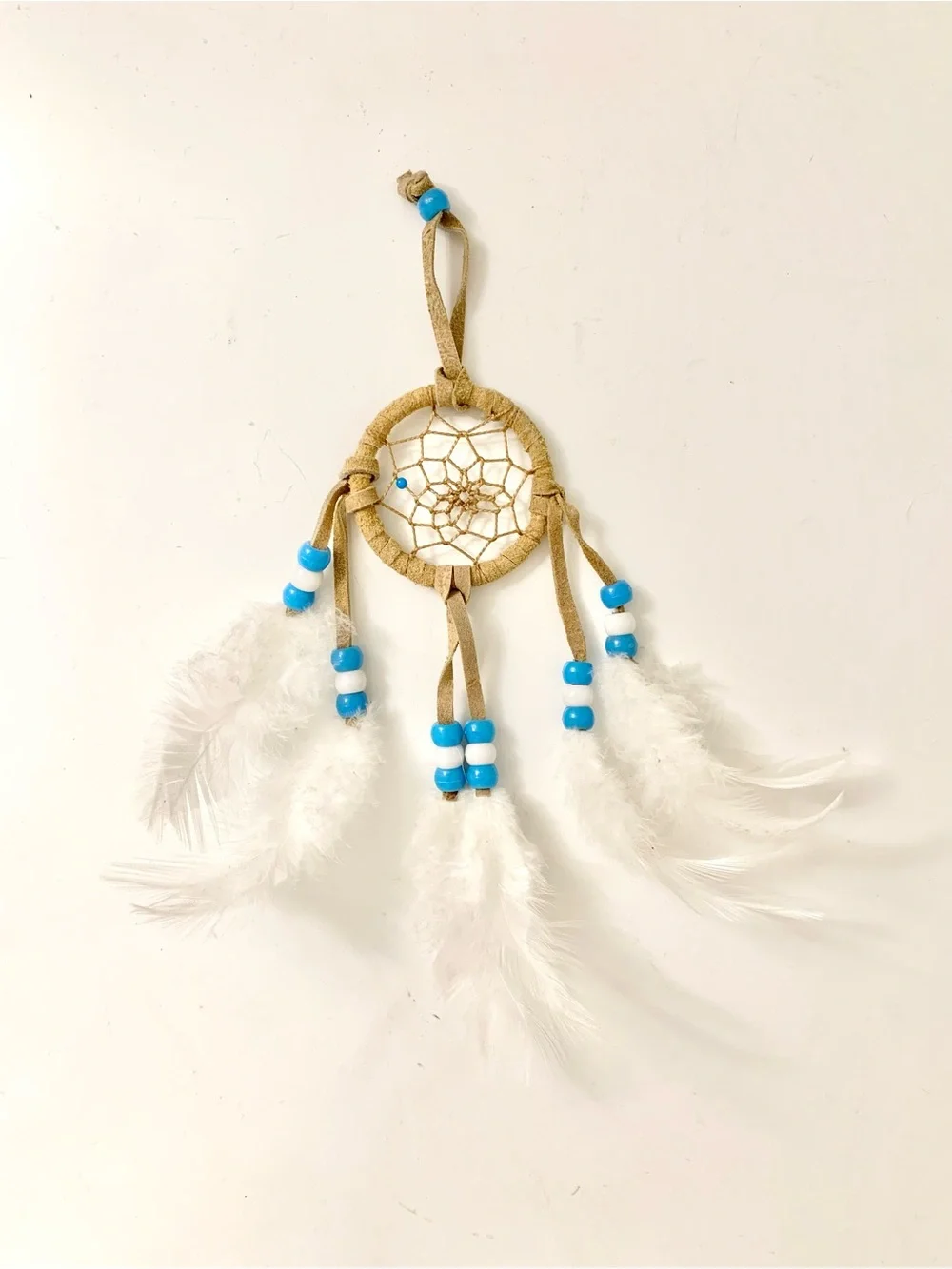 NEW White Feather Dreamcatcher with Turquoise Beads